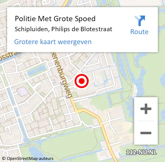 Locatie op kaart van de 112 melding: Politie Met Grote Spoed Naar Schipluiden, Philips de Blotestraat op 25 april 2024 10:18