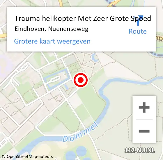 Locatie op kaart van de 112 melding: Trauma helikopter Met Zeer Grote Spoed Naar Eindhoven, Nuenenseweg op 25 april 2024 10:31