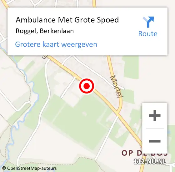Locatie op kaart van de 112 melding: Ambulance Met Grote Spoed Naar Roggel, Berkenlaan op 25 april 2024 10:33