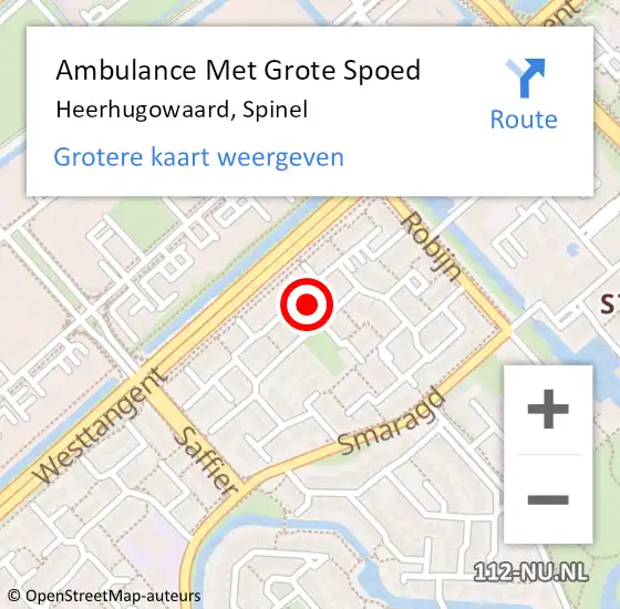 Locatie op kaart van de 112 melding: Ambulance Met Grote Spoed Naar Heerhugowaard, Spinel op 25 april 2024 10:37