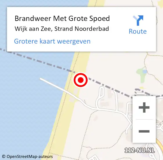 Locatie op kaart van de 112 melding: Brandweer Met Grote Spoed Naar Wijk aan Zee, Strand Noorderbad op 25 april 2024 10:38