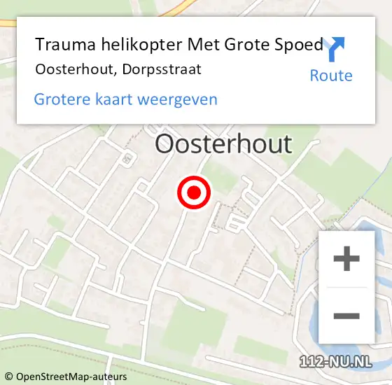 Locatie op kaart van de 112 melding: Trauma helikopter Met Grote Spoed Naar Oosterhout, Dorpsstraat op 25 april 2024 10:39