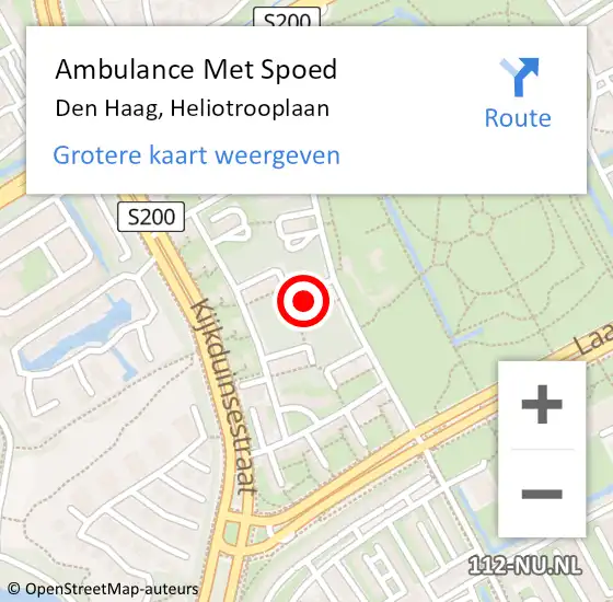 Locatie op kaart van de 112 melding: Ambulance Met Spoed Naar Den Haag, Heliotrooplaan op 25 april 2024 10:45