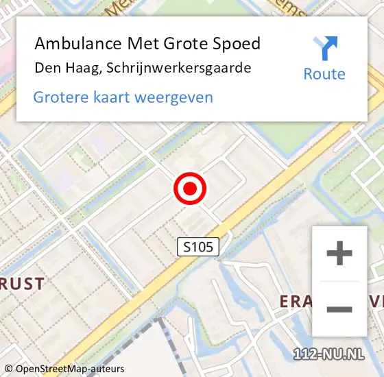 Locatie op kaart van de 112 melding: Ambulance Met Grote Spoed Naar Den Haag, Schrijnwerkersgaarde op 25 april 2024 10:51