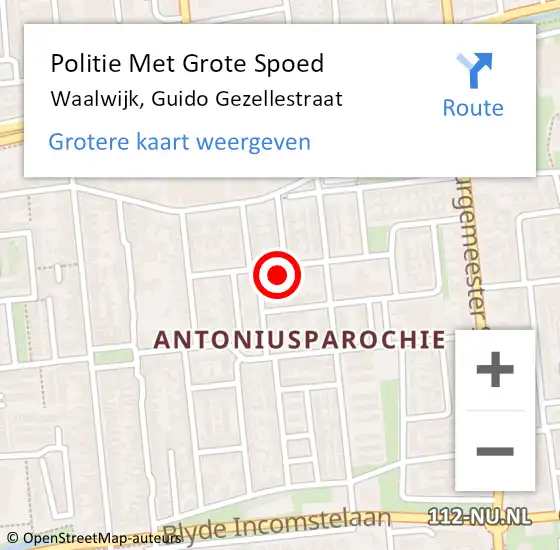Locatie op kaart van de 112 melding: Politie Met Grote Spoed Naar Waalwijk, Guido Gezellestraat op 25 april 2024 10:54