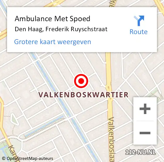 Locatie op kaart van de 112 melding: Ambulance Met Spoed Naar Den Haag, Frederik Ruyschstraat op 25 april 2024 10:57