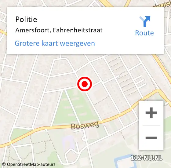 Locatie op kaart van de 112 melding: Politie Amersfoort, Fahrenheitstraat op 25 april 2024 11:00