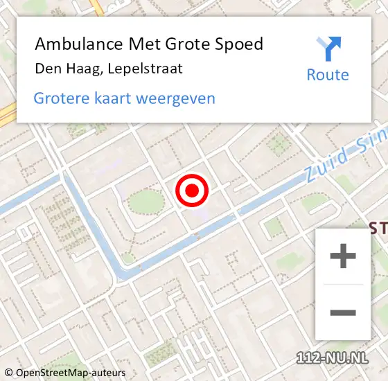 Locatie op kaart van de 112 melding: Ambulance Met Grote Spoed Naar Den Haag, Lepelstraat op 25 april 2024 11:00