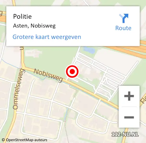 Locatie op kaart van de 112 melding: Politie Asten, Nobisweg op 25 april 2024 11:11