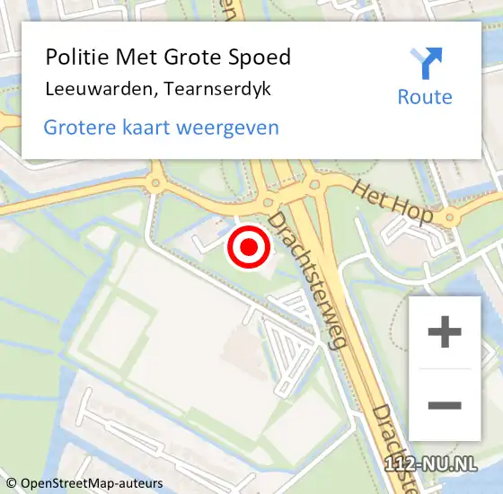 Locatie op kaart van de 112 melding: Politie Met Grote Spoed Naar Leeuwarden, Tearnserdyk op 25 april 2024 11:21
