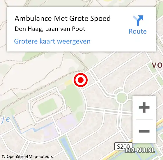 Locatie op kaart van de 112 melding: Ambulance Met Grote Spoed Naar Den Haag, Laan van Poot op 25 april 2024 11:24