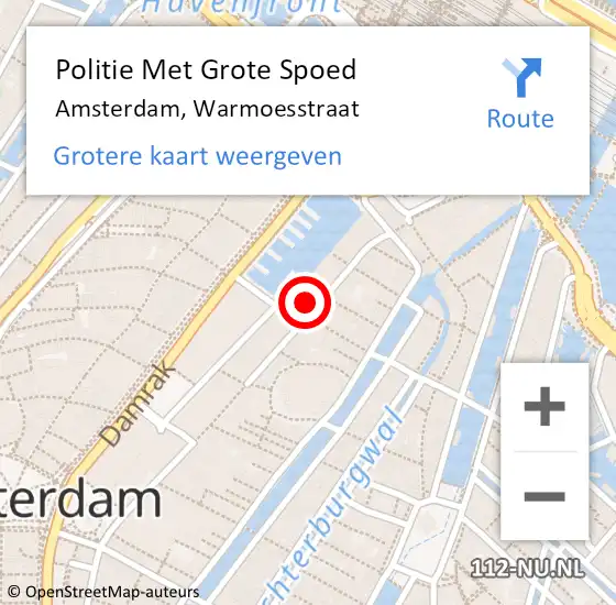 Locatie op kaart van de 112 melding: Politie Met Grote Spoed Naar Amsterdam, Warmoesstraat op 25 april 2024 11:28