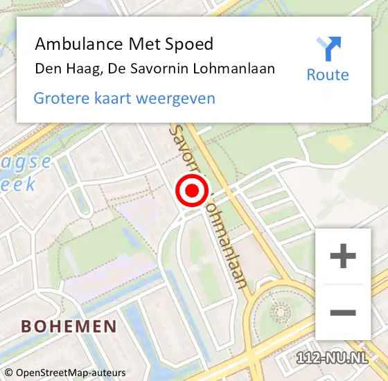 Locatie op kaart van de 112 melding: Ambulance Met Spoed Naar Den Haag, De Savornin Lohmanlaan op 25 april 2024 11:28