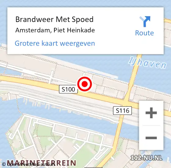 Locatie op kaart van de 112 melding: Brandweer Met Spoed Naar Amsterdam, Piet Heinkade op 25 april 2024 11:35