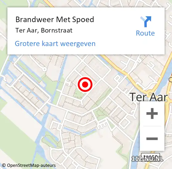 Locatie op kaart van de 112 melding: Brandweer Met Spoed Naar Ter Aar, Bornstraat op 25 april 2024 11:39