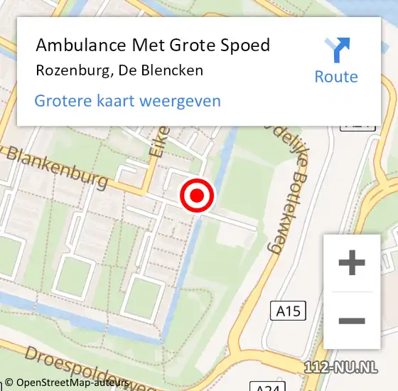 Locatie op kaart van de 112 melding: Ambulance Met Grote Spoed Naar Rozenburg, De Blencken op 25 april 2024 11:45