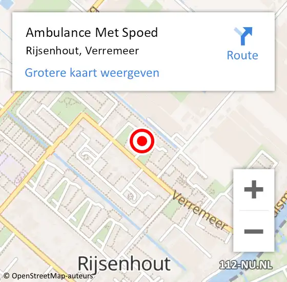 Locatie op kaart van de 112 melding: Ambulance Met Spoed Naar Rijsenhout, Verremeer op 25 april 2024 11:45