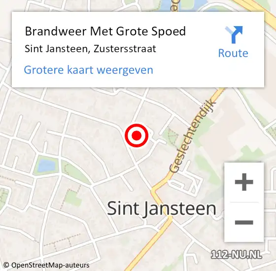 Locatie op kaart van de 112 melding: Brandweer Met Grote Spoed Naar Sint Jansteen, Zustersstraat op 25 april 2024 12:17