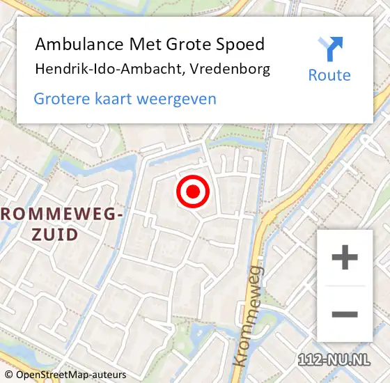 Locatie op kaart van de 112 melding: Ambulance Met Grote Spoed Naar Hendrik-Ido-Ambacht, Vredenborg op 25 april 2024 12:23