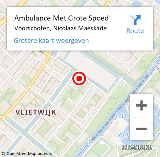 Locatie op kaart van de 112 melding: Ambulance Met Grote Spoed Naar Voorschoten, Nicolaas Maeskade op 25 april 2024 12:27