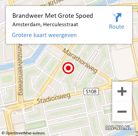 Locatie op kaart van de 112 melding: Brandweer Met Grote Spoed Naar Amsterdam, Herculesstraat op 25 april 2024 12:33