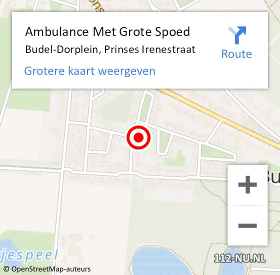 Locatie op kaart van de 112 melding: Ambulance Met Grote Spoed Naar Budel-Dorplein, Prinses Irenestraat op 25 april 2024 12:45