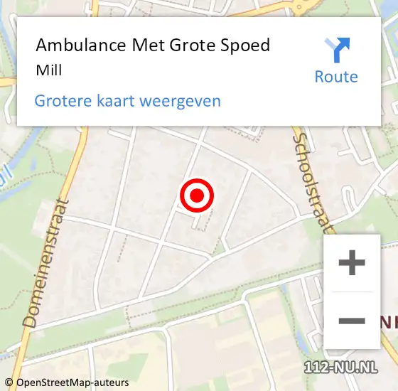 Locatie op kaart van de 112 melding: Ambulance Met Grote Spoed Naar Mill op 25 april 2024 12:47