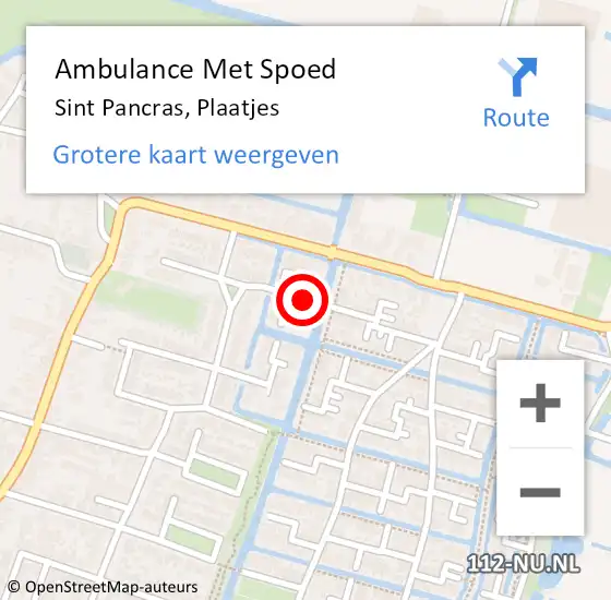 Locatie op kaart van de 112 melding: Ambulance Met Spoed Naar Sint Pancras, Plaatjes op 25 april 2024 12:48