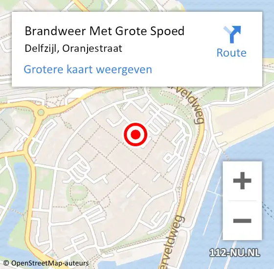 Locatie op kaart van de 112 melding: Brandweer Met Grote Spoed Naar Delfzijl, Oranjestraat op 25 april 2024 12:55