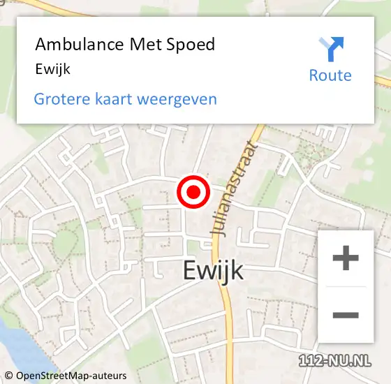 Locatie op kaart van de 112 melding: Ambulance Met Spoed Naar Ewijk op 25 april 2024 13:01