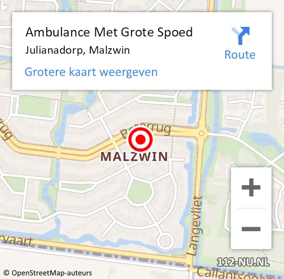 Locatie op kaart van de 112 melding: Ambulance Met Grote Spoed Naar Julianadorp, Malzwin op 25 april 2024 13:02