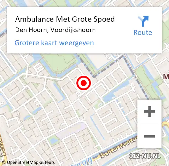 Locatie op kaart van de 112 melding: Ambulance Met Grote Spoed Naar Den Hoorn, Voordijkshoorn op 25 april 2024 13:04