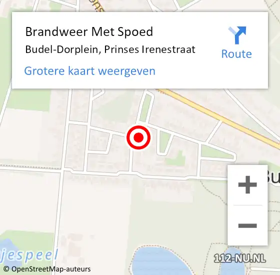 Locatie op kaart van de 112 melding: Brandweer Met Spoed Naar Budel-Dorplein, Prinses Irenestraat op 25 april 2024 13:07