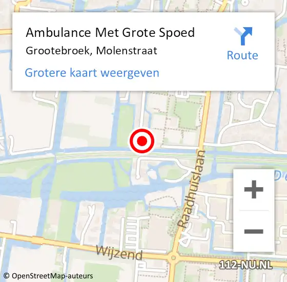 Locatie op kaart van de 112 melding: Ambulance Met Grote Spoed Naar Grootebroek, Molenstraat op 25 april 2024 13:13