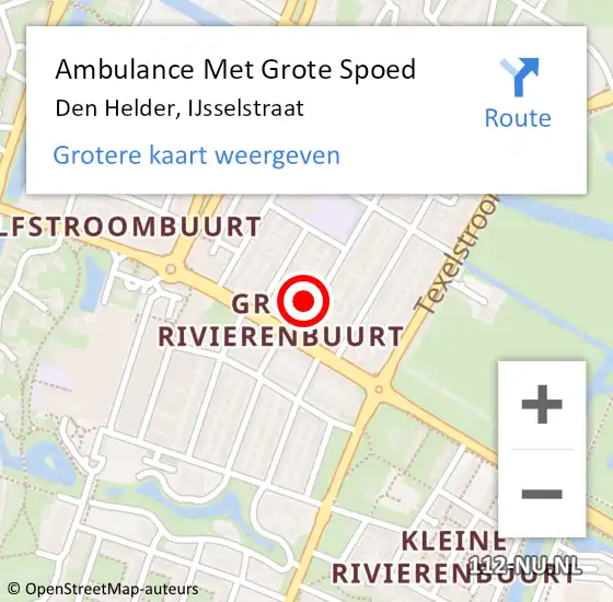 Locatie op kaart van de 112 melding: Ambulance Met Grote Spoed Naar Den Helder, IJsselstraat op 25 april 2024 13:18