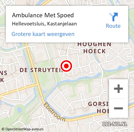 Locatie op kaart van de 112 melding: Ambulance Met Spoed Naar Hellevoetsluis, Kastanjelaan op 25 april 2024 13:22