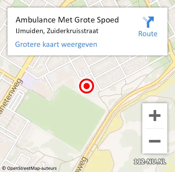 Locatie op kaart van de 112 melding: Ambulance Met Grote Spoed Naar IJmuiden, Zuiderkruisstraat op 25 april 2024 13:29