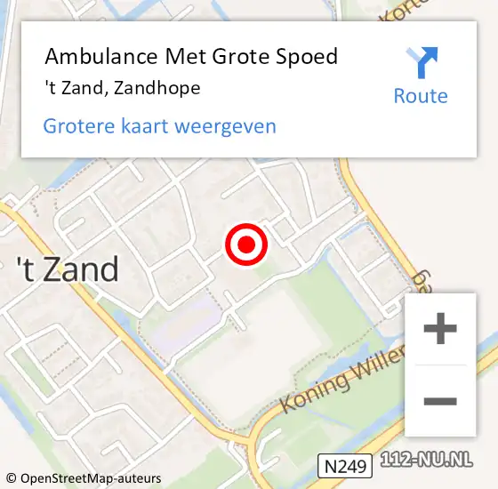 Locatie op kaart van de 112 melding: Ambulance Met Grote Spoed Naar 't Zand, Zandhope op 25 april 2024 13:31