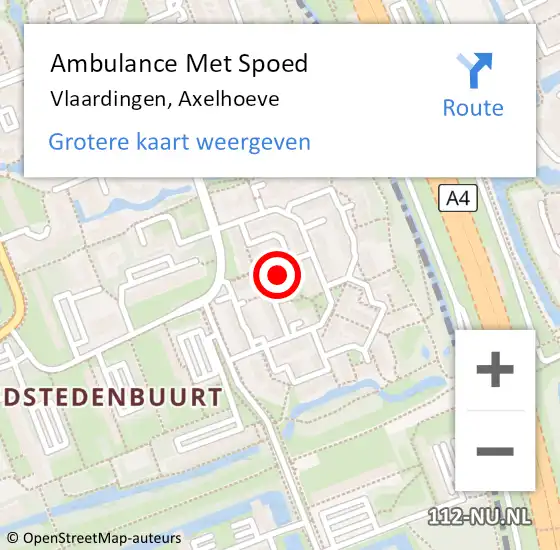 Locatie op kaart van de 112 melding: Ambulance Met Spoed Naar Vlaardingen, Axelhoeve op 25 april 2024 13:31