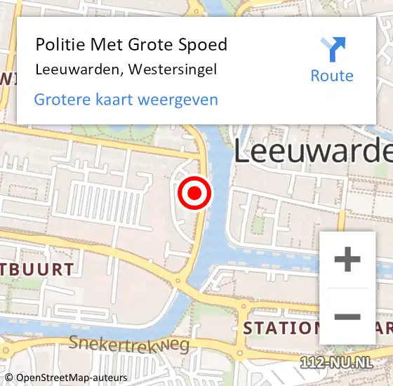 Locatie op kaart van de 112 melding: Politie Met Grote Spoed Naar Leeuwarden, Westersingel op 25 april 2024 13:43