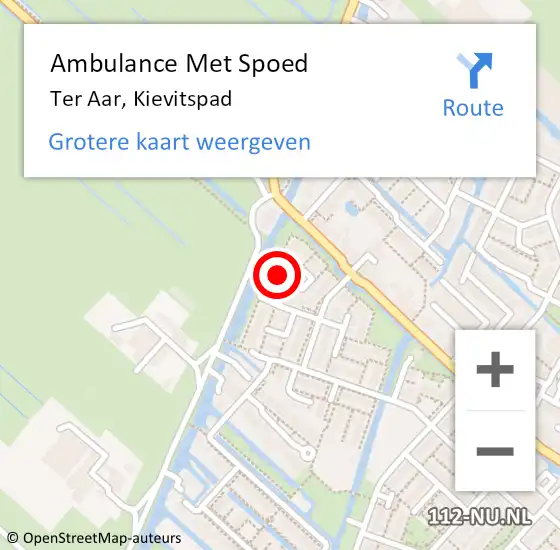 Locatie op kaart van de 112 melding: Ambulance Met Spoed Naar Ter Aar, Kievitspad op 25 april 2024 13:45