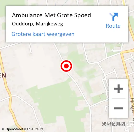Locatie op kaart van de 112 melding: Ambulance Met Grote Spoed Naar Ouddorp, Marijkeweg op 25 april 2024 13:50