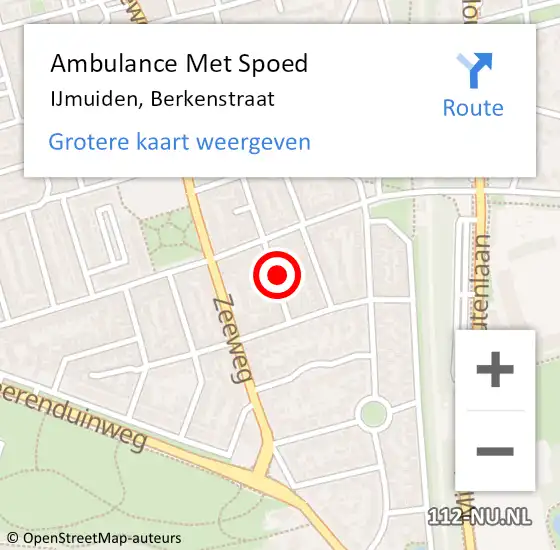 Locatie op kaart van de 112 melding: Ambulance Met Spoed Naar IJmuiden, Berkenstraat op 25 april 2024 13:51