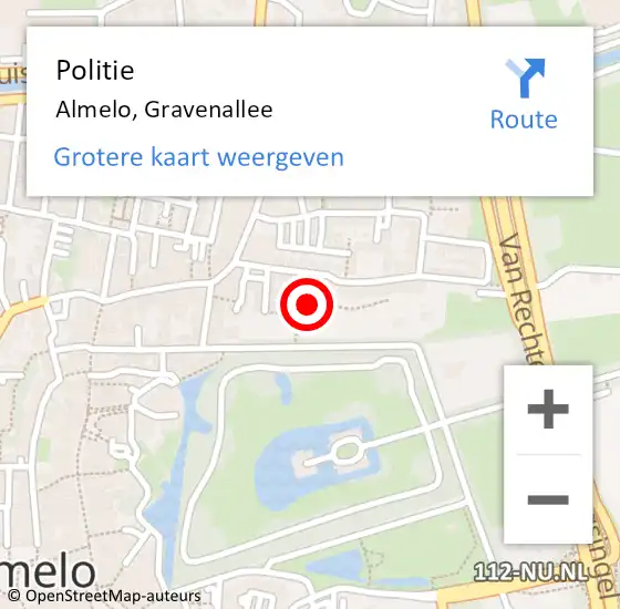 Locatie op kaart van de 112 melding: Politie Almelo, Gravenallee op 25 april 2024 14:01