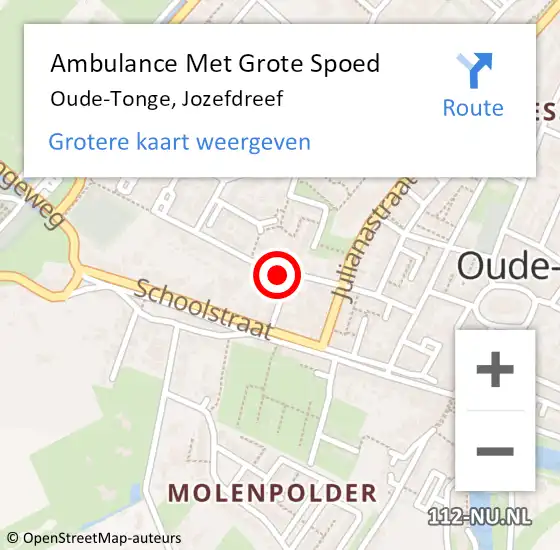 Locatie op kaart van de 112 melding: Ambulance Met Grote Spoed Naar Oude-Tonge, Jozefdreef op 25 april 2024 14:12