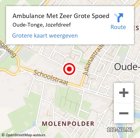 Locatie op kaart van de 112 melding: Ambulance Met Zeer Grote Spoed Naar Oude-Tonge, Jozefdreef op 25 april 2024 14:14