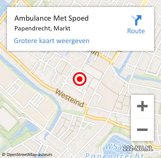 Locatie op kaart van de 112 melding: Ambulance Met Spoed Naar Papendrecht, Markt op 25 april 2024 14:15
