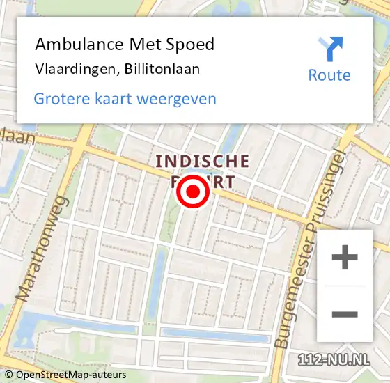 Locatie op kaart van de 112 melding: Ambulance Met Spoed Naar Vlaardingen, Billitonlaan op 25 april 2024 14:16