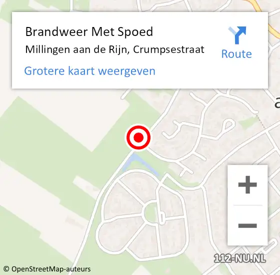 Locatie op kaart van de 112 melding: Brandweer Met Spoed Naar Millingen aan de Rijn, Crumpsestraat op 25 april 2024 14:25