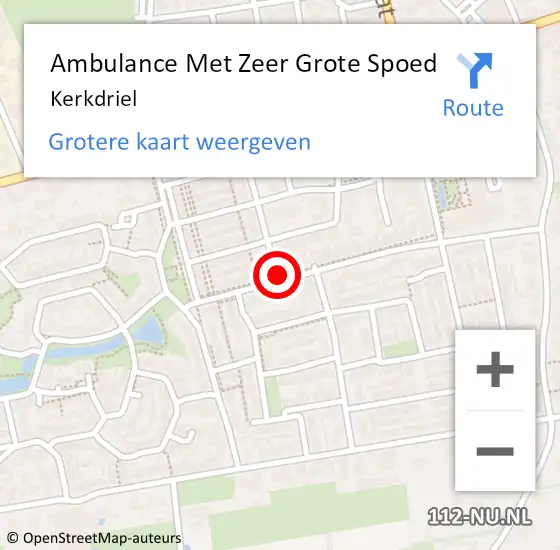 Locatie op kaart van de 112 melding: Ambulance Met Zeer Grote Spoed Naar Kerkdriel op 25 april 2024 14:41